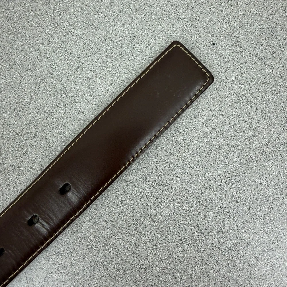 Cole Haan Brown Leather Belt Size 36 Silver Buckle Stitched Classic Casual 1.25